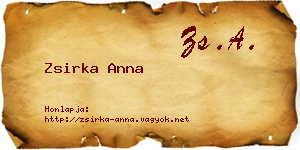 Zsirka Anna névjegykártya